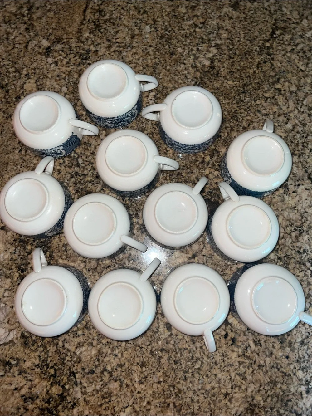 Set of 13 Vintage Royal Blue China Currier & Ives Coffee Cups Horse Buggy Mug